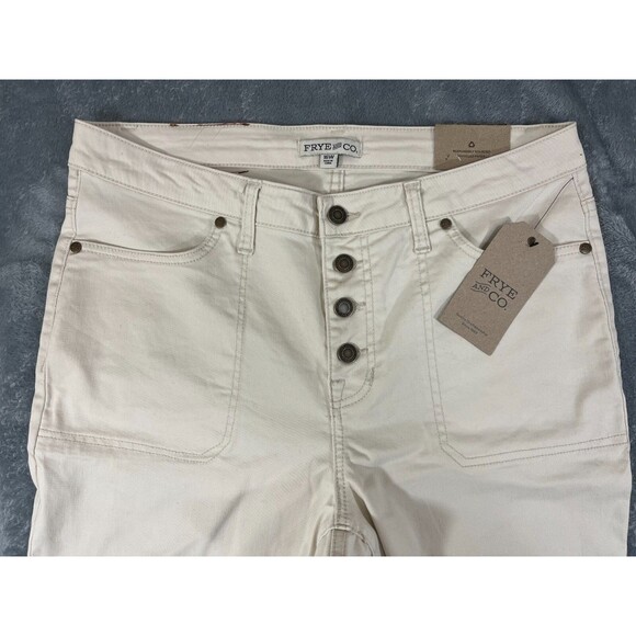 NEW Frye & Co. Jeans Women's 16W Harper Mid-Rise Crop Flare Birch White - Picture 2 of 15